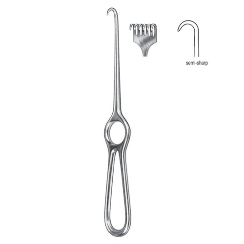 Volkmann Retractor, 6 Prongs, Semi Sharp, 21.5cm