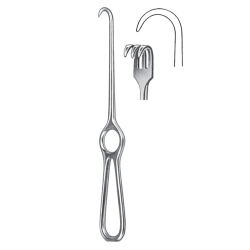 Kocher Retractor, 3 Prongs, Semi Sharp, 22cm