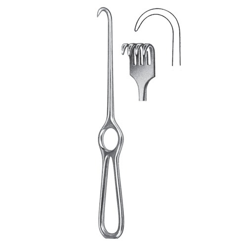 Kocher Retractor, 4 Prongs, Semi Sharp, 22cm