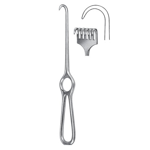 Kocher Retractor, 6 Prongs, Semi Sharp, 22cm