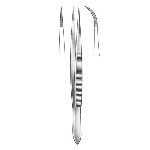 Micro Forceps, Serrated, Cvd, 12cm