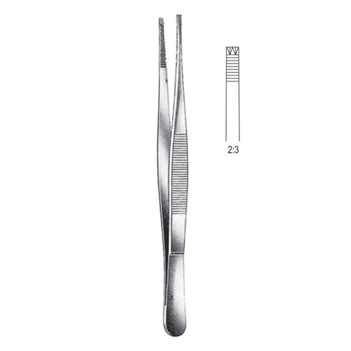 Adlerkreutz Tissue Forceps, 2x3 Teeth, 20cm