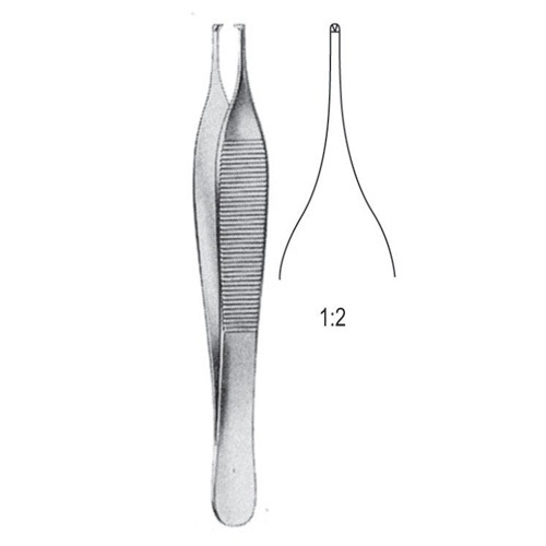 Adson Tissue Forceps, 1x2 Teeth, 12cm