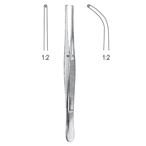 Semken Tissue Forceps, 1x2 Teeth, Str, 12.5cm