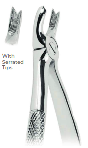 Extracting Forceps With serrated tips  FOR Upper molars, right  Fig. 65R