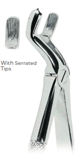 Extracting Forceps With serrated tips FOR  Upper third molars, right Fig. 67 1/2 R