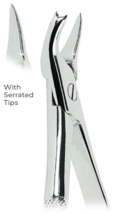 Extracting Forceps With serrated tips for Upper molars, Ieft Fig. 90