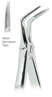 Extracting Forceps With serrated tips for Lower roots  Fig. 145