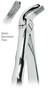 Extracting Forceps with Anatomically Shaped handle With serrated tips for Lower molars  Fig. 21