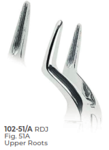 Extracting Forceps with Coderella handle With serrated tips for  Upper roots Fig. 51A