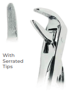 Extracting Forceps with Coderella handle With serrated tips for Lower roots Fig. 74