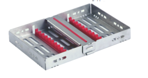 H-Lock Stainless Steel Instrument Cassettes with Furrow Holes, (10 instruments), Red, 178x130x22mm