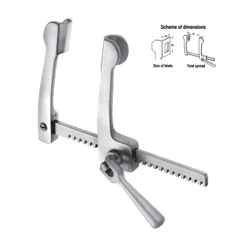 Cooley Rib Spreaders, S/S, (A=12mm, B=15mm, C=70mm) For Neonatel