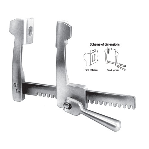 Finochietto Rib Spreaders, S/S, (A=30mm, B=45mm, C=140mm)