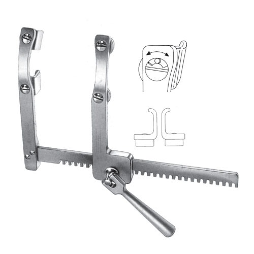 Morse-Favaloro Rib Spreaders (4 Movable Blades For Children), Alu, (A=40mm, B=20mm, C=155mm)