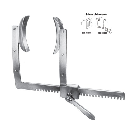 Chevalier Rib Spreaders, S/S, (A=27mm, B=100mm, C=190mm)