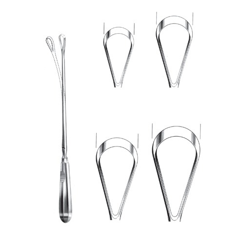 Bumm Uterine Curettes, Sharp, 34cm, 30 mm, (Malleable)