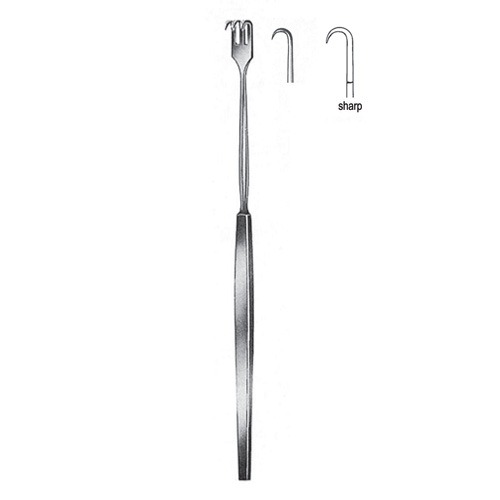 Retractor, Sharp, 1 Hook, 16cm