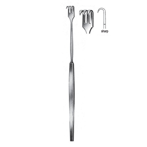 Retractor, Sharp, 3 Prongs, 16cm