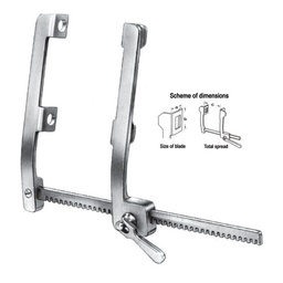 [RS-250-03] Finochietto Rib Spreaders (For Adults, With 2 Blades Attached To Each Other), S/S, (A=14mm, B=20mm, C=120mm)